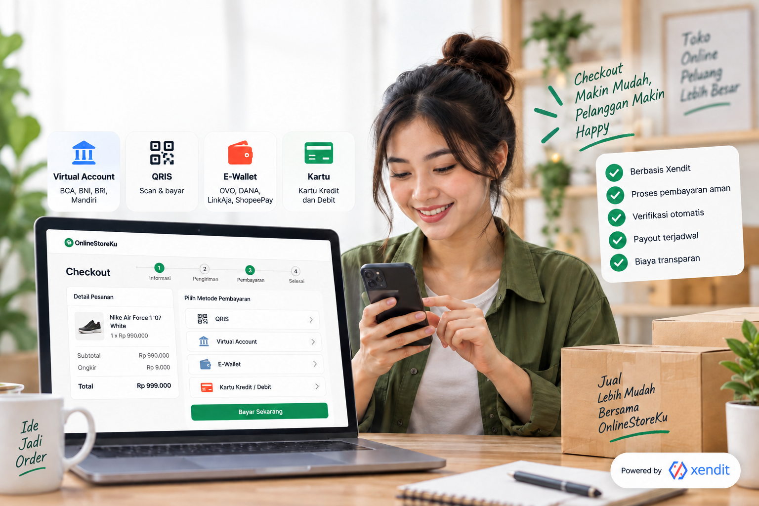 Payment Gateway OnlineStoreKu: Cara Menerima Pembayaran VA, QRIS, E-Wallet, dan Kartu